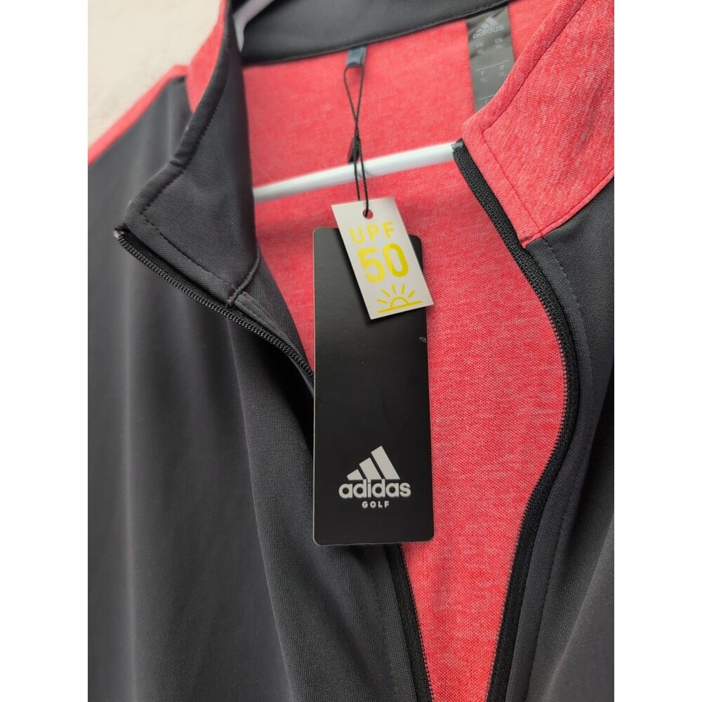 Adidas Golf SPF-50 Quarter-Zip Pullover Men's XL Salmon Red NWT - Picture 2 of 11